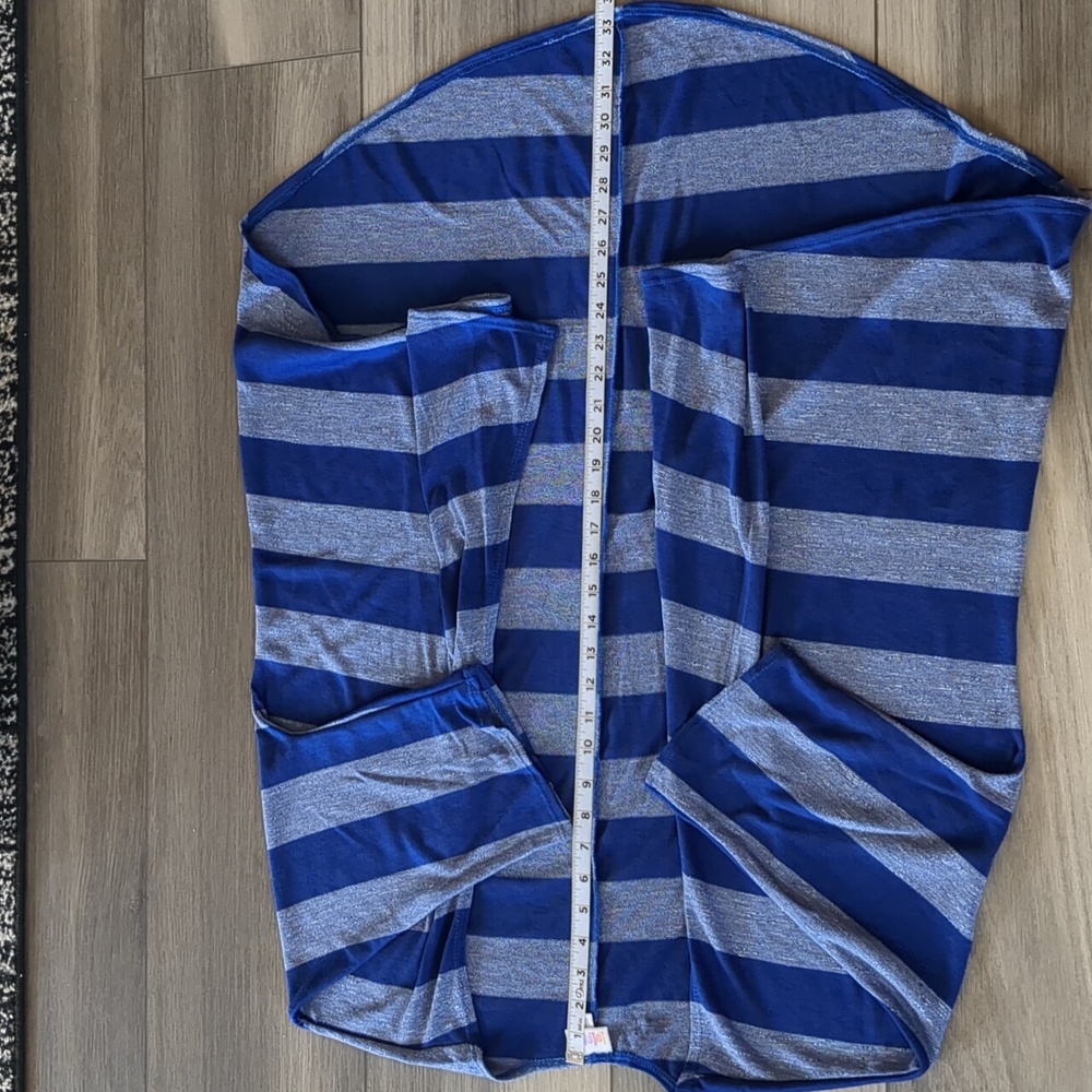 LuLaRoe Lindsay Cardigan Blue Striped Size Medium - Picture 3 of 6